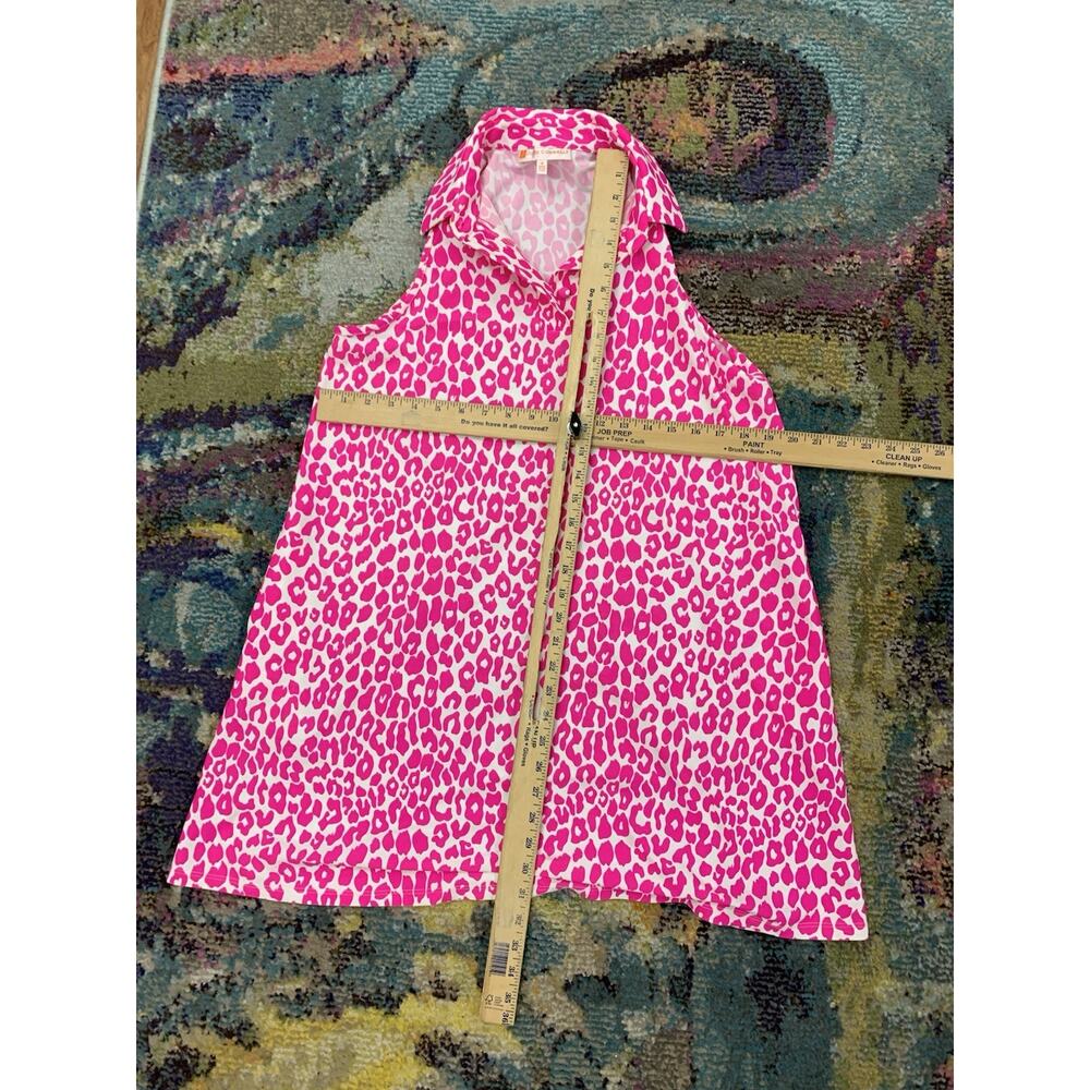 Jude Connally "Beth" Cheetah Sleeveless Sheath A-Line Dress in Hot Pink Medium - Picture 4 of 4